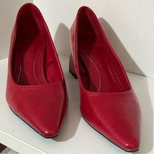 Zara Red Shoes Cube Heel Size 38